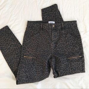 Pistola Cheetah Leopard Cargo Jean Pants Zipper